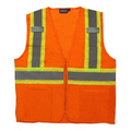 S383P Aware Wear ANSI Class 2 Hi Viz Orange Mesh Vest w/ Zipper (X-Large)